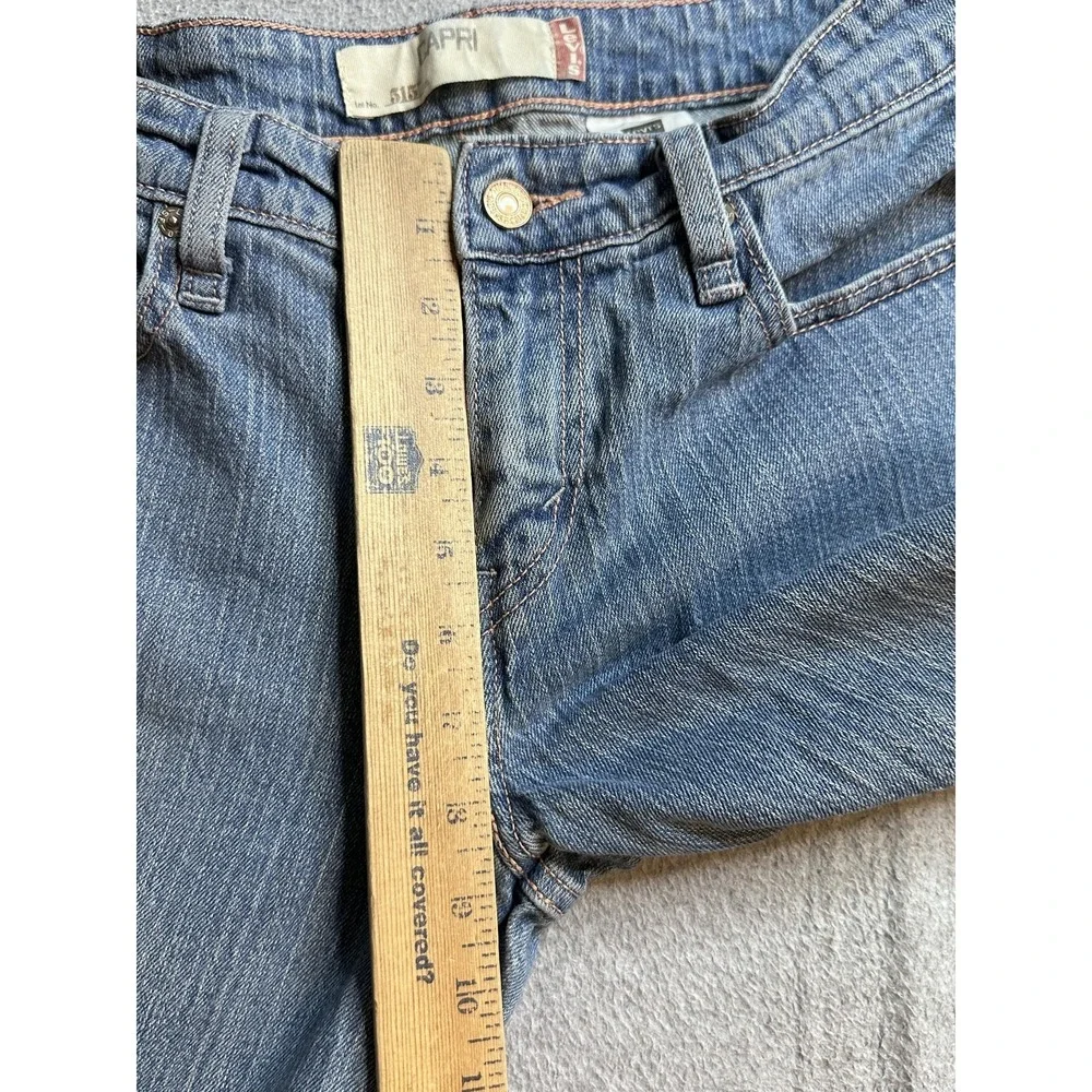 VTG Levi's 515 Capri Jeans‎ Womens 10 Blue Medium Wash Stretch Denim Embroidered
